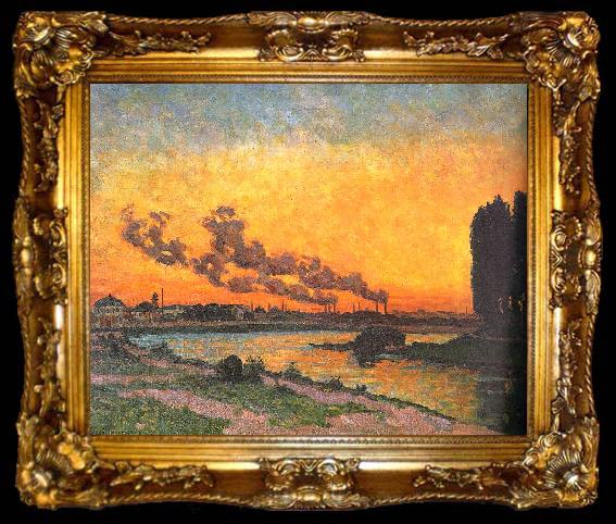 framed   J B Armand  Guillaumin Sunset at Ivry, ta009-2
